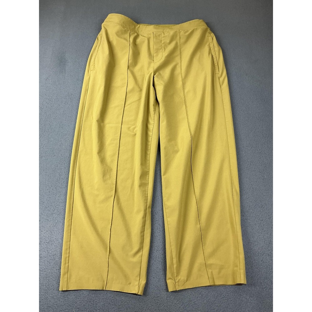 Athleta Pants Womens 10 Mustard Yellow Vienna Slim Pant Wide Leg Pleated Pockets